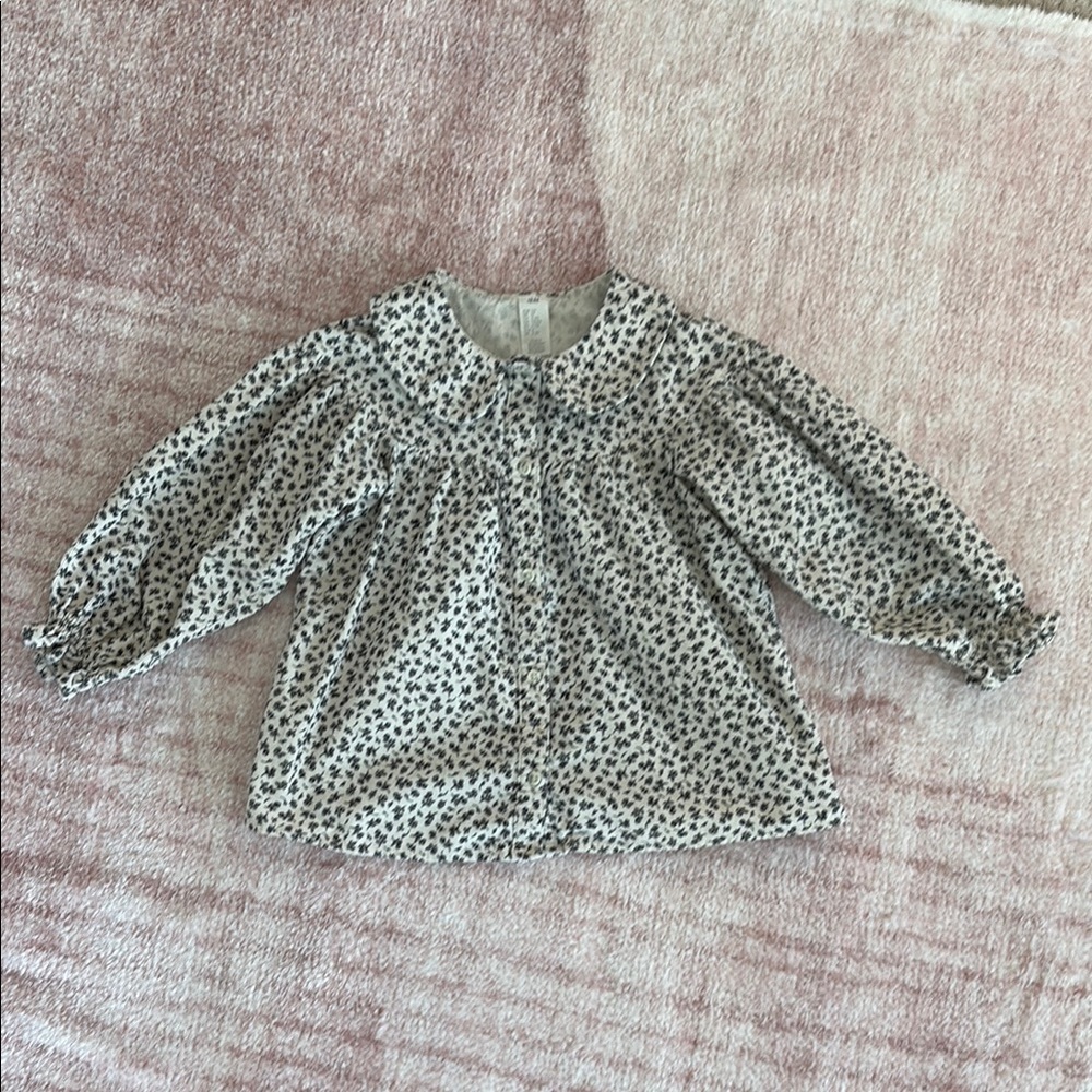 H&M Floral Corduroy Blouse with Peter Pan Collar